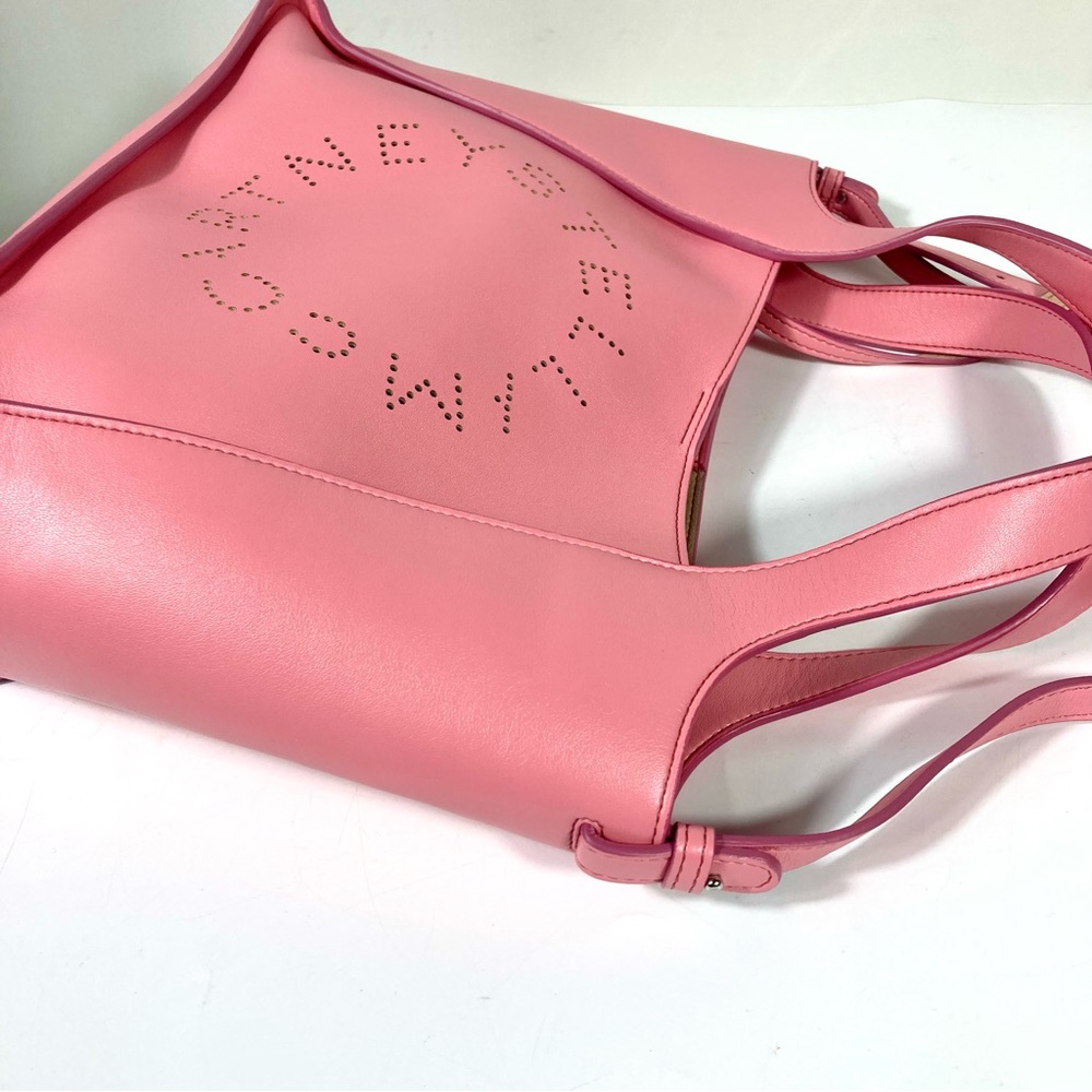 Stella McCartney Perforated Logo Faux Leather Medium Satchel Bag Pink NEW - Picture 14 of 17